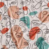 Abstract Designer Faces Digital Printed Fabric For Cord Sets Manufacturer